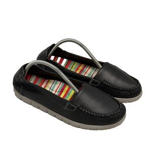 SAS Sunny Slip On Moc Shoes Women 7M Black Leather Comfort USA Made